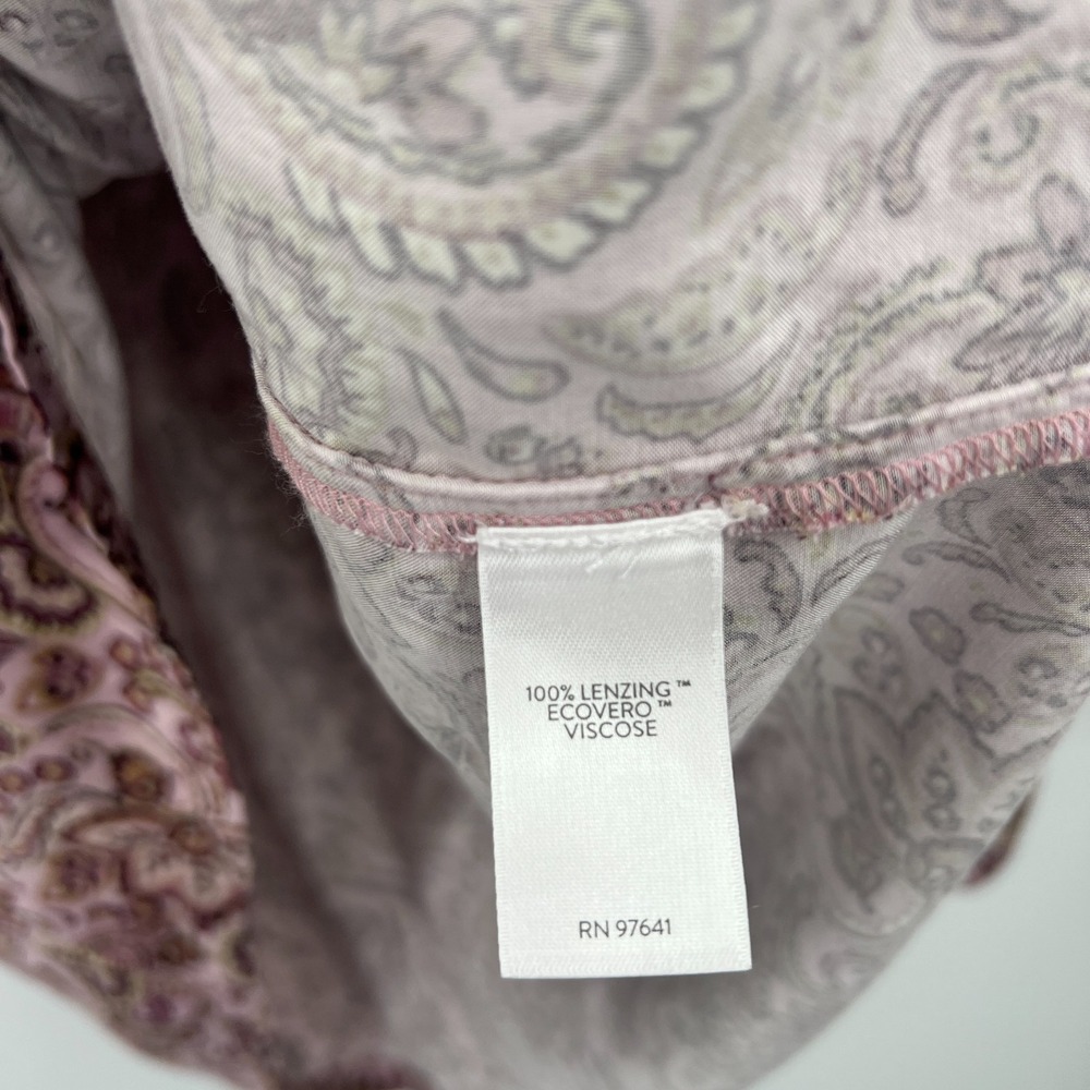 J. Jill Pure rayon popover blouse purple floral top boho classic paisley L - Picture 6 of 10